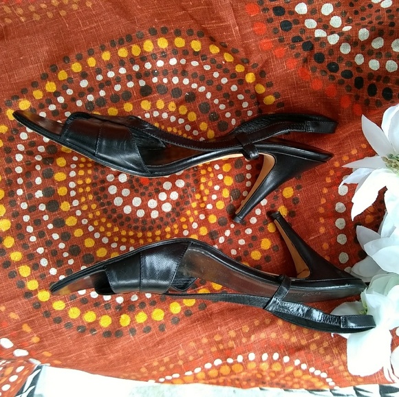 ❤√√COACH BLACK LEATHER SLING BACK HEELS - Picture 6 of 7